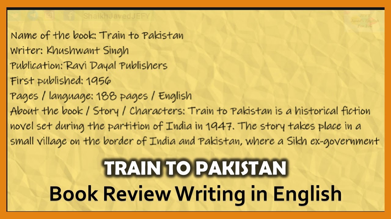 Train to Pakistan by Khushwant Singh Book Review in English for Exams