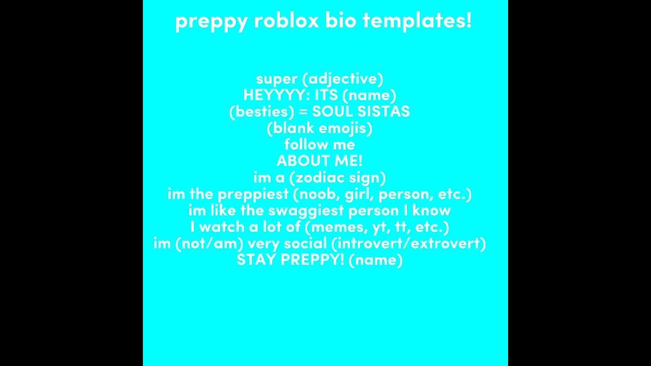 preppy roblox bio templates! (give creds to owners if using) ☀️🦋💗 