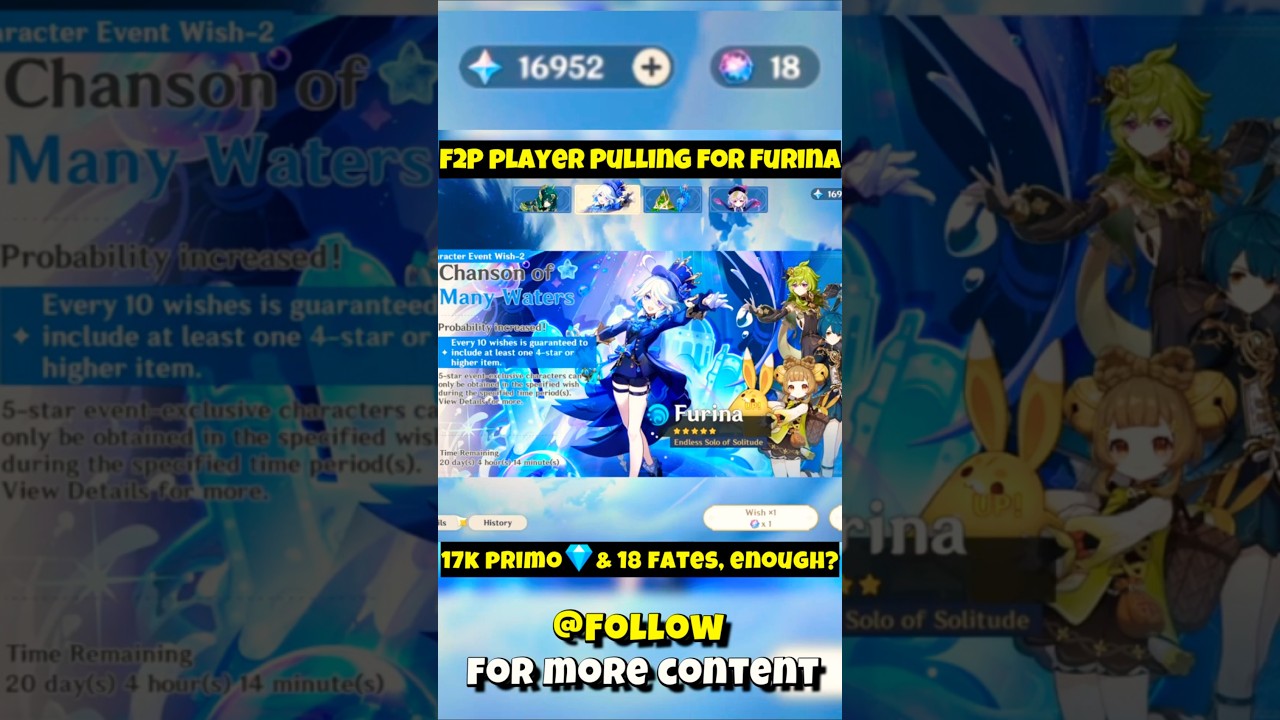 F2P Pulling for Furina with 17K Primogems 💎 | Can I Win the 50/50?! | Genshin Impact