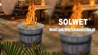 Wood Look Grey Smokeless fire pit