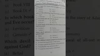 Paradise Lost Mcqs