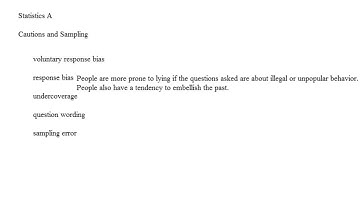 Statistics A - Cautions and Sampling