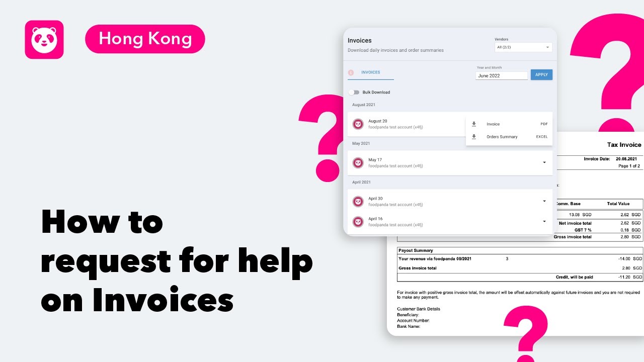 [foodpanda Hong Kong] How to Request for Help on Invoices YouTube