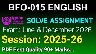 BFO 15 Solved Assignment 2026-27 English, BFO 15 Solved Assignment 2026, BFO-015 Assignment