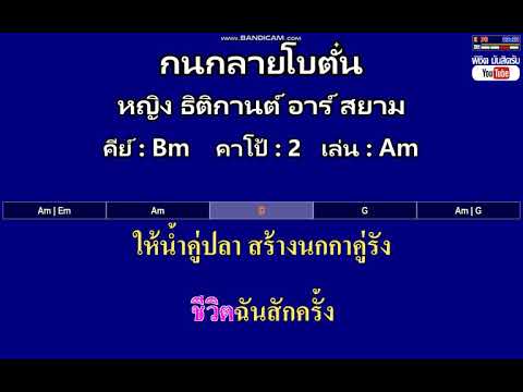 กนกลายโบตั๋น - หญิง ธิติกานต์ อาร์ สยาม ( MIDI คาราโอเกะ คอร์ดง่ายๆ )  คีย์ Bm  Capo : 2  เล่น Am