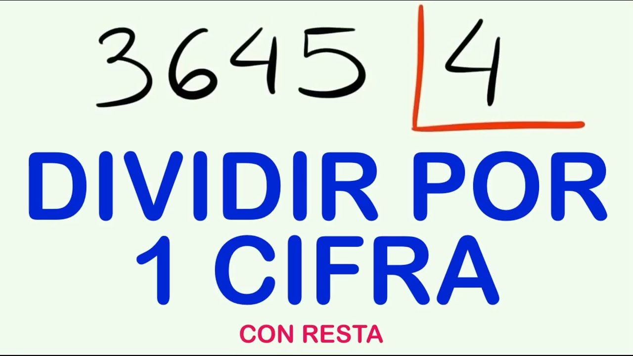 Cómo dividir por una cifra con resta : 3645 dividido entre 4 - YouTube