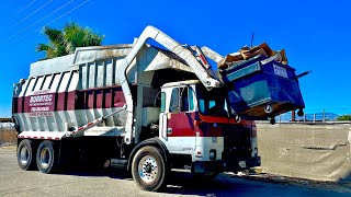 Peterbilt 320 McNeilus Meridian Front Loader: Burrtec Garbage Truck In Action!