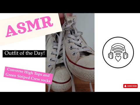 ASMR Outfit Of The Day Sock Sounds Laces Converse On Hardwood Floors 