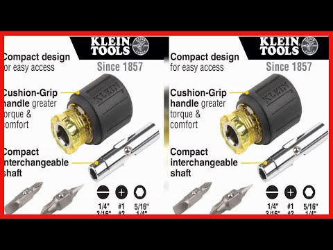Klein Tools 32561 Multi-Bit Screwdriver / Nut Driver, 6-in-1 Stubby Screwdriver with 2 Phillips