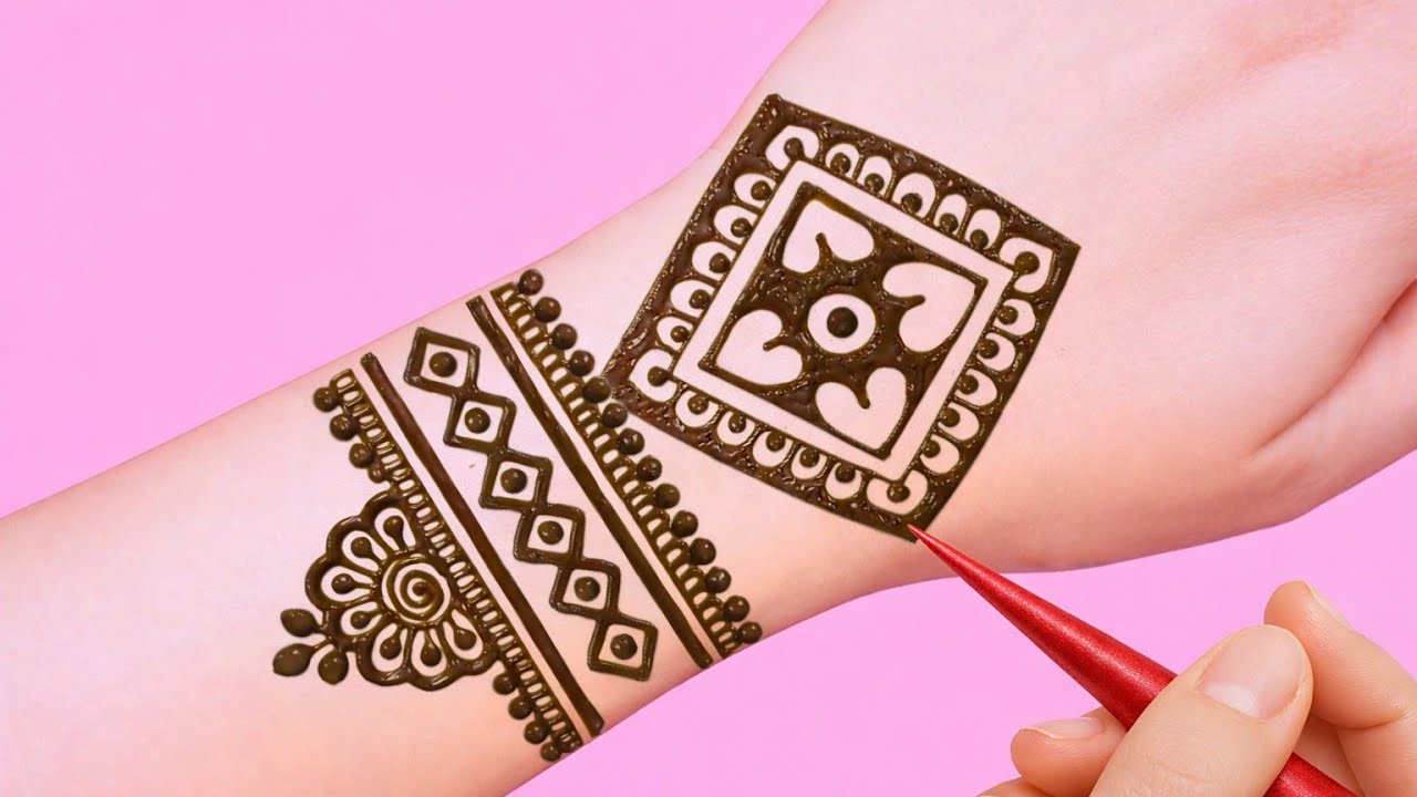 Простой дизайн мехенди на тыльной стороне ладони | Простые арабские дизайны мехенди на тыльной ст...