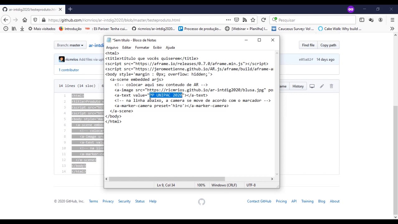 Modo de fazer a edição do código - Avaliação Prática - Inteligência ...