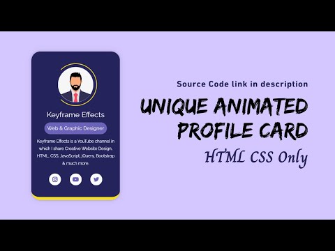 Create Animated Profile Card using HTML CSS