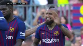 primer gol barcelona vs getafe arturo vidal 12/05 2019