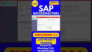 SAP SuccessFactors Onboarding 2 0 Training Online Class 74 11th June 2026 #sapsuccessfactorstraining