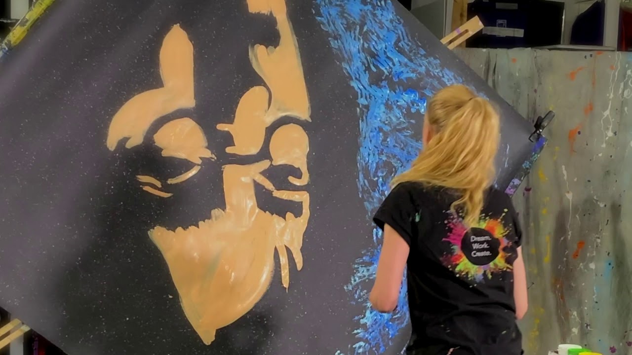 Amazing upside down female speed painter as seen on TV YouTube