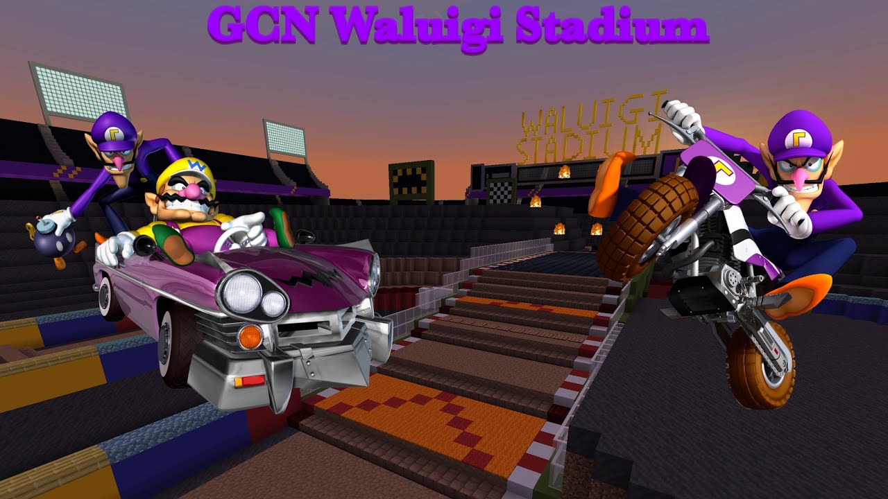Mario Kart Minecraft - GCN Waluigi Stadium (Mario Kart Tour/8DX Version ...