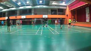 20171115 1 左場 玉芳+笈志 vs Edwin+煜宬 & 右場 秀娟+巫先生 vs 豬豬+小韓
