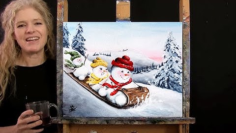 Learn How to Paint "SLEDDING SNOWMEN" with Acrylic - Paint & Sip at Home - Fun Step by Step Tutorial