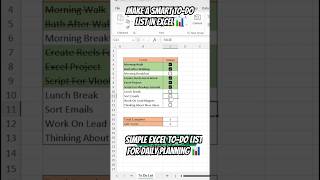 Simple Excel To-Do List for Daily Planning 📊 #excel #shorts