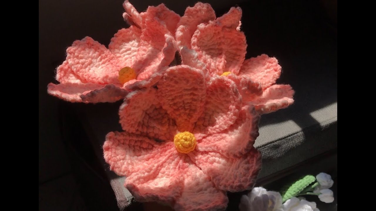 Cách móc hoa Gesang bằng len/ Cách móc hoa len đơn giản/ How to crochet Gesang flower.