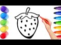 How To Draw cute coloring 🍓Strawberry Drawing, Painting &amp; Coloring For Kids and Toddlers_ Child Art