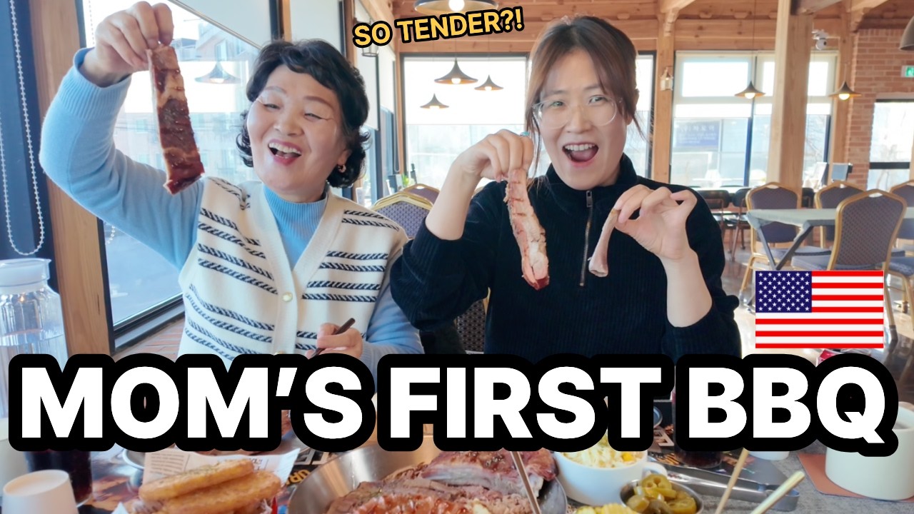 🇰🇵North Korean Mom's First Ever Texas BBQ🇺🇸