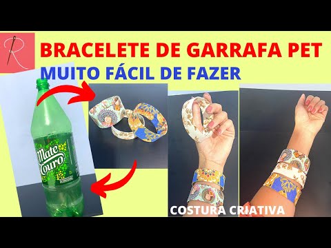 BRACELETE DE GARRAFA PET E TECIDO