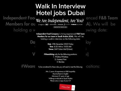 Walk In Interview In Dubai | Hotel Jobs Interview | Jobs in Saudi Arabia