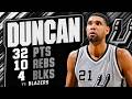 Tim Duncan 32 pts 10 rebs 4 blks vs Blazers 14/15 season