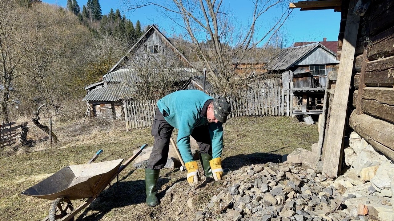 Life in the Carpathian village, comfort received by hard work