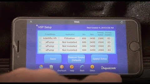 Setting Intelliflo Pump Speeds on I-Aqualink