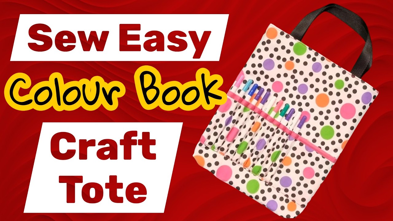 How to sew a child's colour book bag with pencil slots and magnetic closure