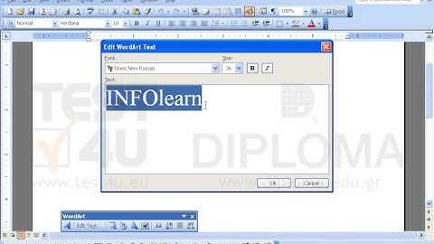 Insert an extra line on the displayed wordart, using the text TEST4U.