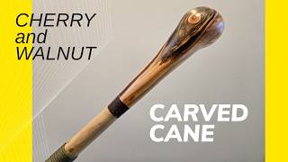 CARVED CANE, CHERRY and WALNUT