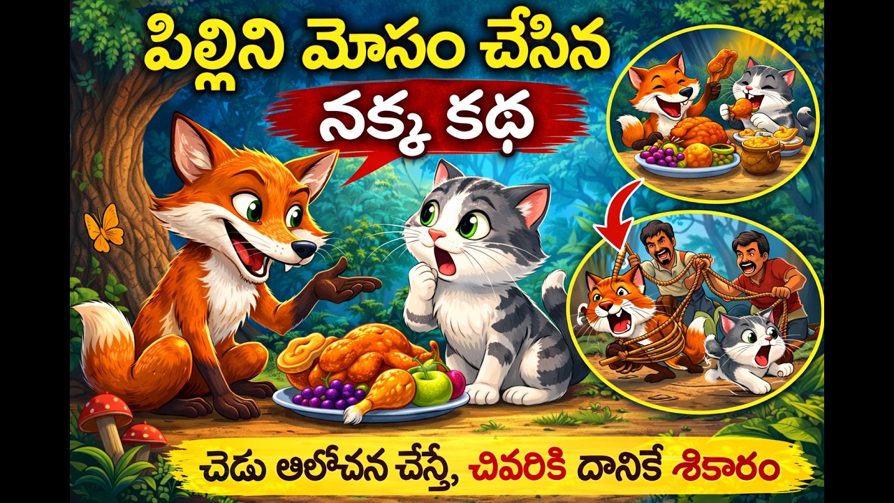 పిల్లిని మోసం చేసిన నక్క కథ | Telugu Moral Stories for Kids | Chitti Neethi Kathalu
