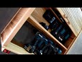 Cordless tool cabinet with sliding tambour door