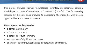 Huawei Technologies Inventory Management - Multi Vendor Operation Support System