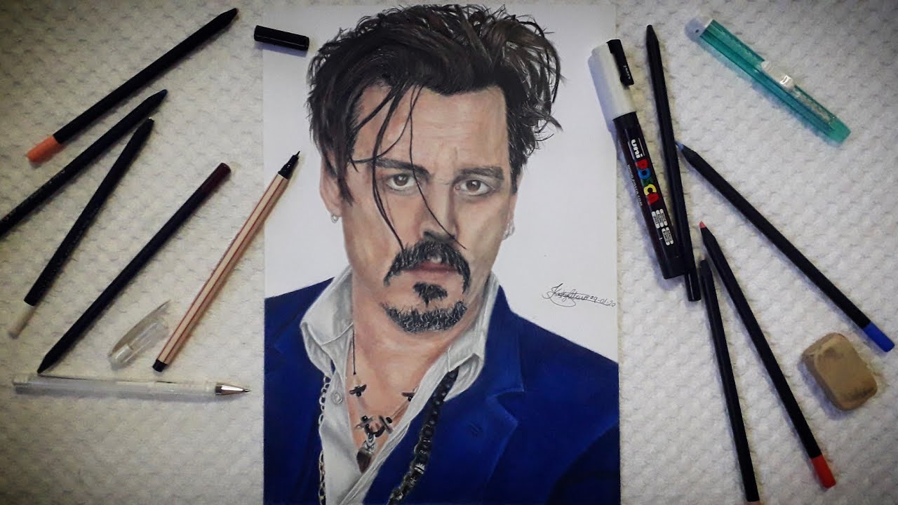 Desenhando o ator e músico Johnny Depp | drawing actor Johnny Depp ...