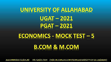 ECONOMICS MCQ PART 5 | UGAT PGAT 2021 |  B.COM - M.COM UNIVERSITY OF ALLAHABAD