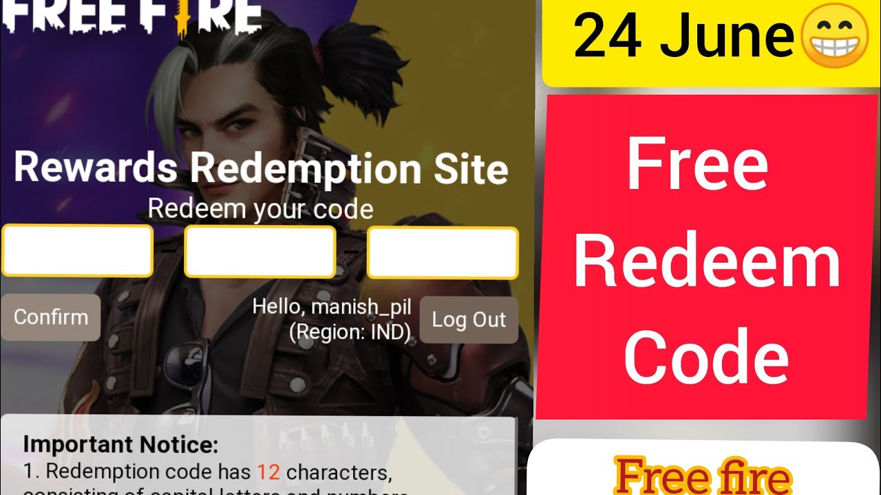 Free Fire Today Redeem Code | Free fire redeem code 24 June 2021| Get dimond Vouchers