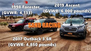 Subaru Ascent Off Road Sand Racing A Subaru Outback 3.6R And 1998 Forester At Silver Lake Sand Dunes