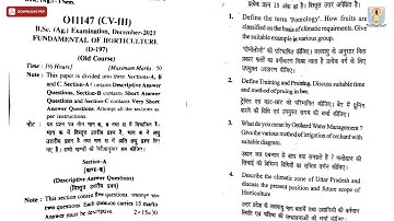 BSC 1ST SEM AG FUNDAMENTAL OF HORTICULTURE O CV DEC 2021 | CCSU
