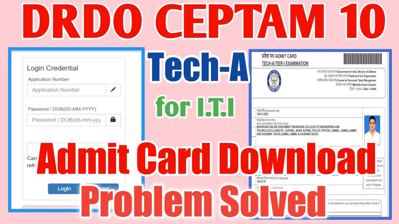 DRDO CEPTAM 10 TECH-A Admit Card Download Problem Solved