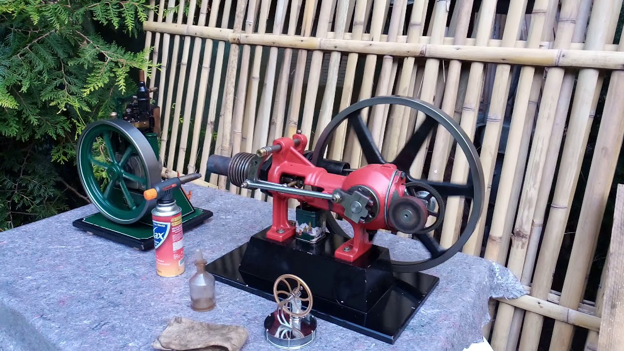 Heißluftmotor aus Kolbenpumpe gefertigt (super Idee einmalig) u. Flammenfresser aus altem Kompressor