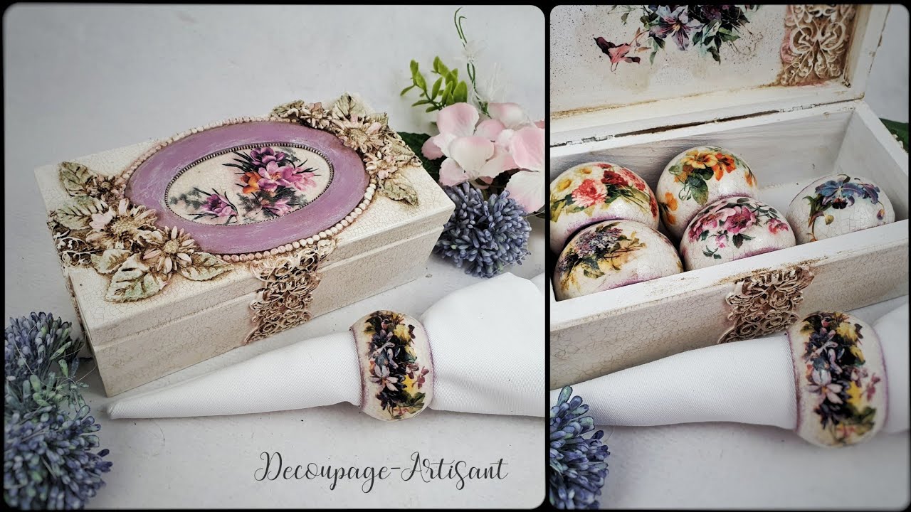 Decoupage 🌼 pierścienie stołowe w kwiaty ,zamknięte w pudełku #itdcollection  # DIY  tutorial...