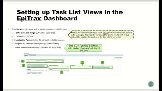 Epitrax Training: Setting up a Task List