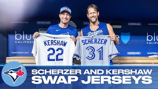 Max Scherzer and Clayton Kershaw LEGENDARY Jersey Swap!