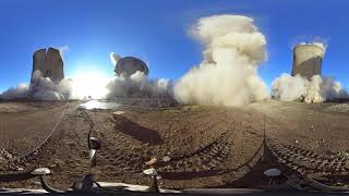 Cooling Towers Demolition - 360 Video Close-up - Sky Revolutions