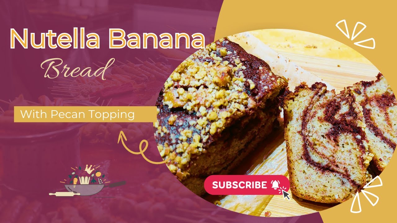 Банановый хлеб с Нутеллой: с шоколадной начинкой и орехами пекан.