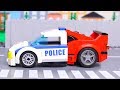 Lego Wrong Cars Brick Building fire truck and police car Animation for Kids